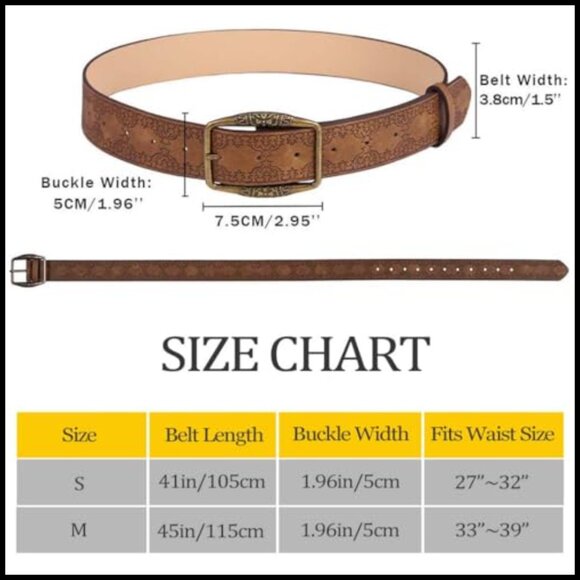 Genuine Leather Western Belt with Floral Embossed Detailing main image 5
